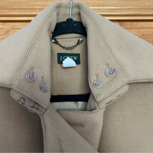 J. Crew Wool Cashmere Double Breasted Car Coat Mandarin Collar Tan Size 2 Petite - Picture 9 of 16